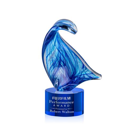 Awards and Trophies - Crystal Awards - Glass Awards - Art Glass Awards - Laguna Unique on Marvel Blue Glass Award