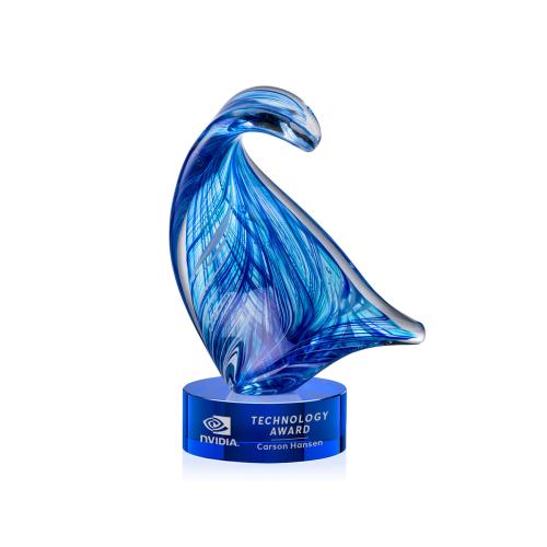 Awards and Trophies - Crystal Awards - Glass Awards - Art Glass Awards - Laguna Unique on Stanrich Blue Glass Award