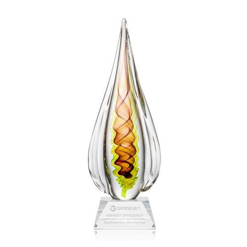 Awards and Trophies - Crystal Awards - Glass Awards - Carterra Tear Drop on Sheffield Base Glass Award