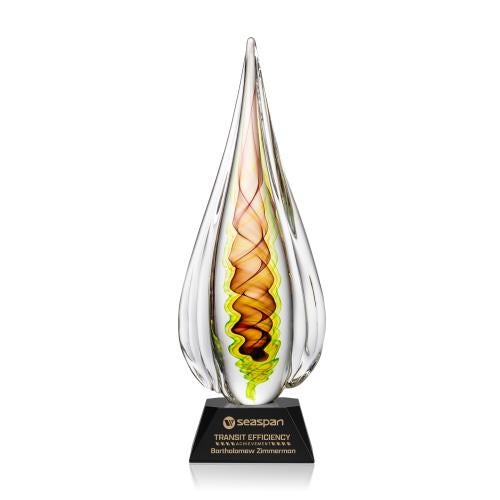 Awards and Trophies - Crystal Awards - Glass Awards - Carterra Tear Drop on Sheffield Black Glass Award