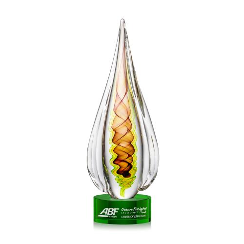 Awards and Trophies - Crystal Awards - Glass Awards - Carterra Tear Drop on Marvel Green Glass Award