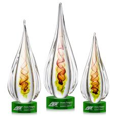 Carterra Tear Drop on Marvel Green Glass Award - Glass Awards