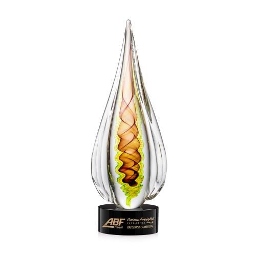 Awards and Trophies - Crystal Awards - Glass Awards - Carterra Tear Drop on Marvel Black Glass Award