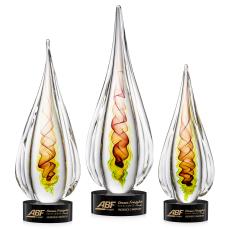 Carterra Tear Drop on Marvel Black Glass Award - Glass Awards