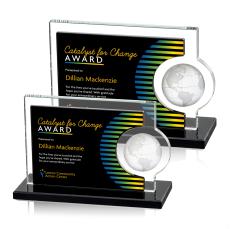 Calvina Full Color Black Rectangle Crystal Award - Awards and Trophies