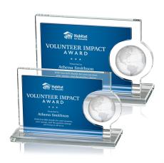 Calvina Blue Globe Crystal Award - Awards and Trophies
