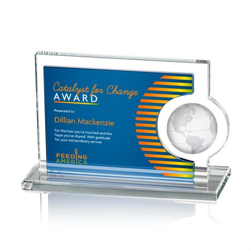 Awards and Trophies - Crystal Awards - Calvina Full Color Blue Rectangle Crystal Award