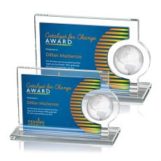 Calvina Full Color Blue Rectangle Crystal Award - Awards and Trophies