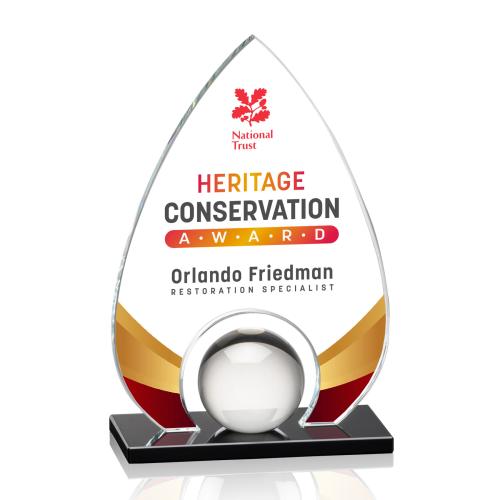 Awards and Trophies - Crystal Awards - Dangerfield Full Color Starfire Tear Drop Crystal Award