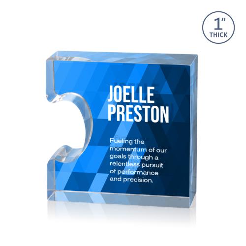Awards and Trophies - Acrylic Awards - Jigsaw Full Color Double Sided Small Unique Acrylic Award