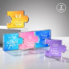 Jigsaw Full Color Double Sided Large Unique Acrylic Award - Full Color Imprint