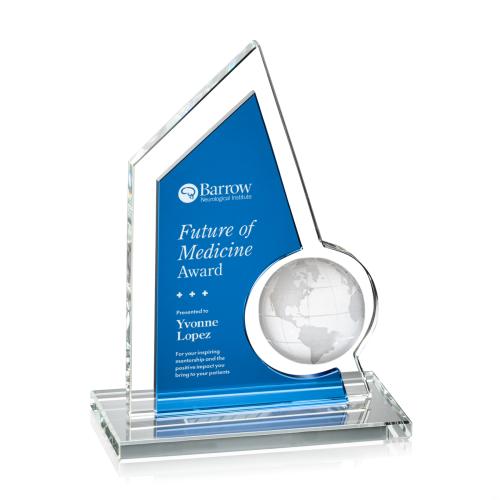 Awards and Trophies - Crystal Awards - Adalina Globe Blue Peaks Crystal Award