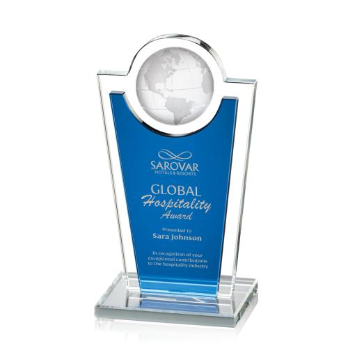 Awards and Trophies - Crystal Awards - Fabiola Blue Globe Crystal Award
