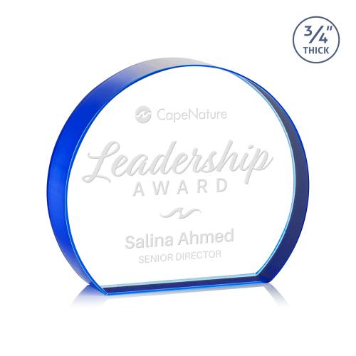 Awards and Trophies - Crystal Awards - Maren Hemisphere Blue Circle Crystal Award