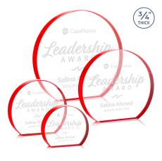 Maren Hemisphere Red Circle Crystal Award - Crystal Awards