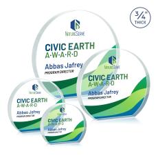 Maren Hemisphere Full Color Clear Circle Crystal Award - Crystal Awards