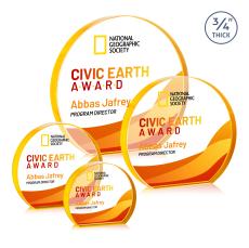 Maren Hemisphere Full Color Gold Circle Crystal Award - Crystal Awards
