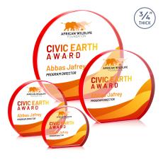 Maren Hemisphere Full Color Red Circle Crystal Award - Colored Crystal Awards