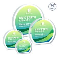 Maren Hemisphere Full Color Double Sided Clear Circle Crystal Award - Desktop Awards