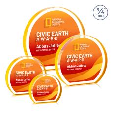Maren Hemisphere Full Color Double Sided Gold Circle Crystal Award - Full Color Imprint
