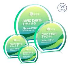 Maren Hemisphere Full Color Double Sided Emerald Circle Crystal Award - Full Color Imprint