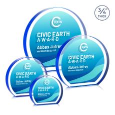 Maren Hemisphere Full Color Double Sided Blue Circle Crystal Award - Full Color Imprint