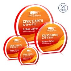 Maren Hemisphere Full Color Double Sided Red Circle Crystal Award - Full Color Imprint