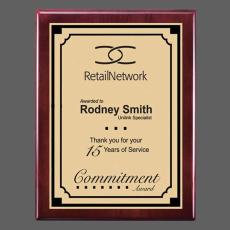 Oakleigh/Everett Plaque - Rosewood/Satin Gold - Plaque Awards