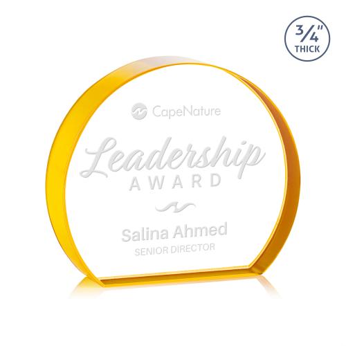 Awards and Trophies - Crystal Awards - Maren Hemisphere Gold Circle Crystal Award