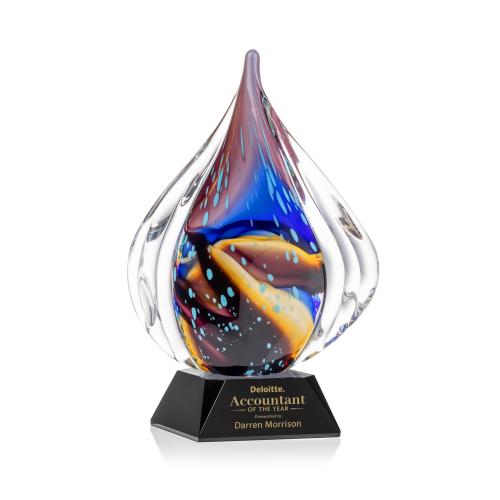 Awards and Trophies - Crystal Awards - Glass Awards - Valentina Black on Sheffield Base Tear Drop Glass Award