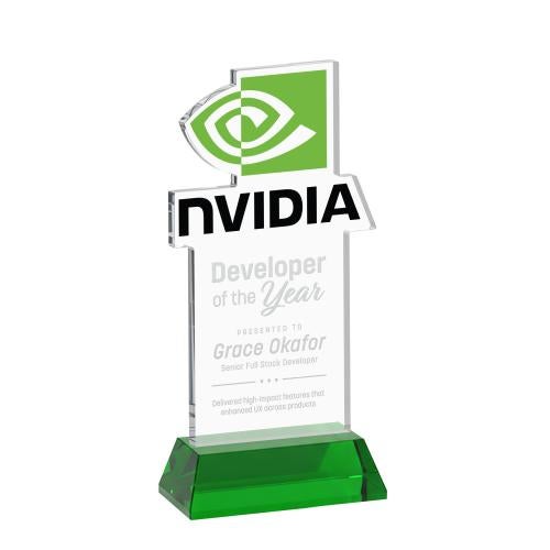 Awards and Trophies - Crystal Awards - EdgeCraft Rectangle on Hartford - Green (via Air)