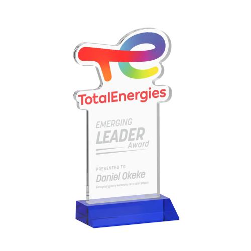 Awards and Trophies - Crystal Awards - EdgeCraft Rectangle on Mitered - Blue (via Air)