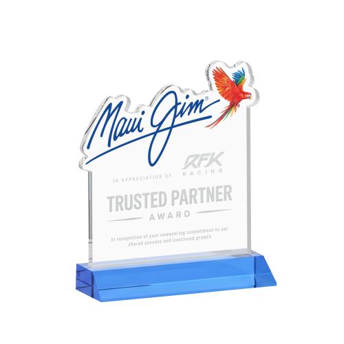 Awards and Trophies - Crystal Awards - EdgeCraft Square on Mitered - Sky Blue (via Air)