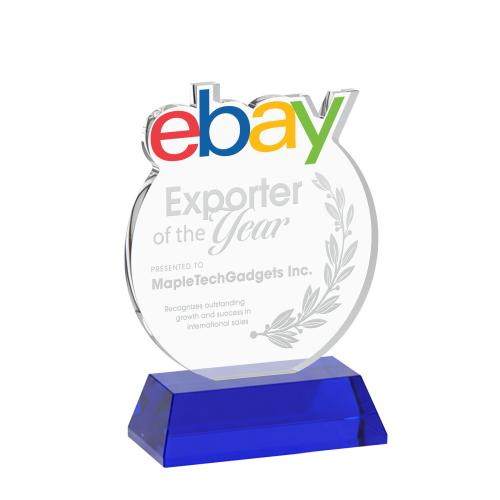 Awards and Trophies - Crystal Awards - EdgeCraft Round on Hartford - Blue (via Air)
