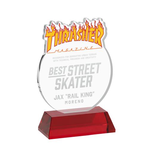 Awards and Trophies - Crystal Awards - EdgeCraft Round on Hartford - Red (via Air)