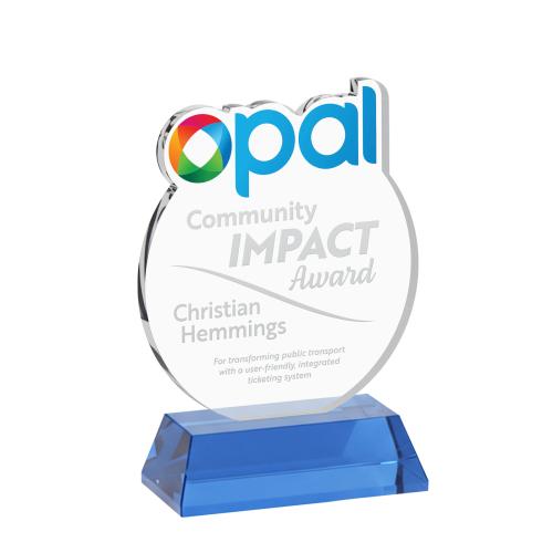 Awards and Trophies - Crystal Awards - EdgeCraft Round on Hartford - Sky Blue (via Air)