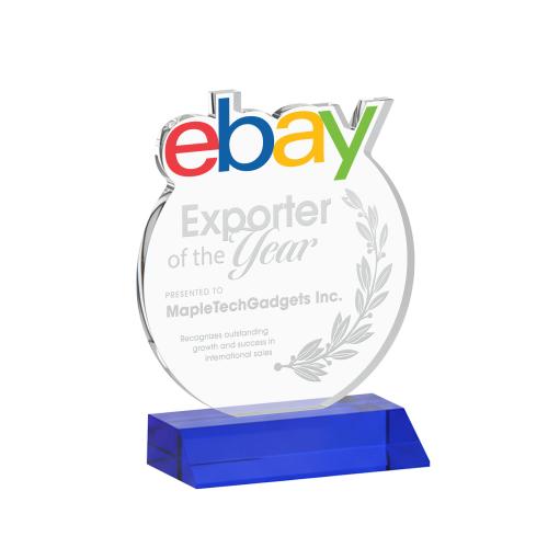 Awards and Trophies - Crystal Awards - EdgeCraft Round on Mitered - Blue (via Ocean)