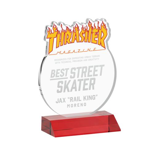 Awards and Trophies - Crystal Awards - EdgeCraft Round on Mitered - Red (via Ocean)
