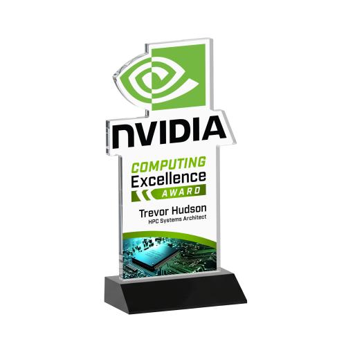Awards and Trophies - Crystal Awards - EdgeCraft Rectangle Full Color on Mitered - Black (via Air)