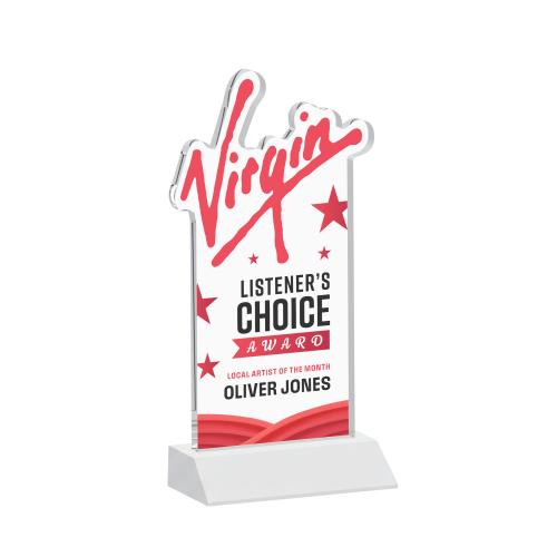 Awards and Trophies - Crystal Awards - EdgeCraft Rectangle Full Color on Mitered - White (via Air)