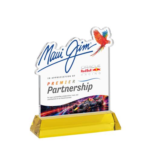 Awards and Trophies - Crystal Awards - EdgeCraft Square Full Color on Hartford - Gold (via Air)