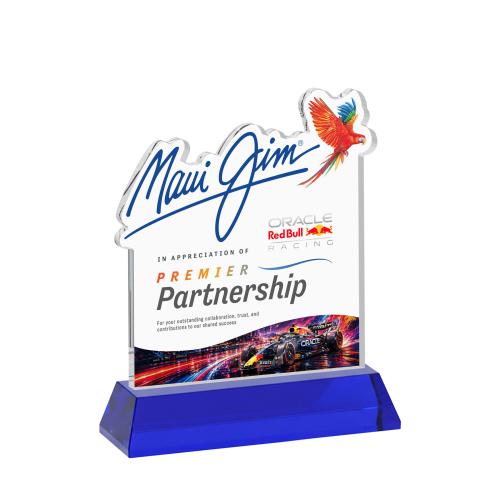 Awards and Trophies - Crystal Awards - EdgeCraft Square Full Color on Hartford - Blue (via Air)