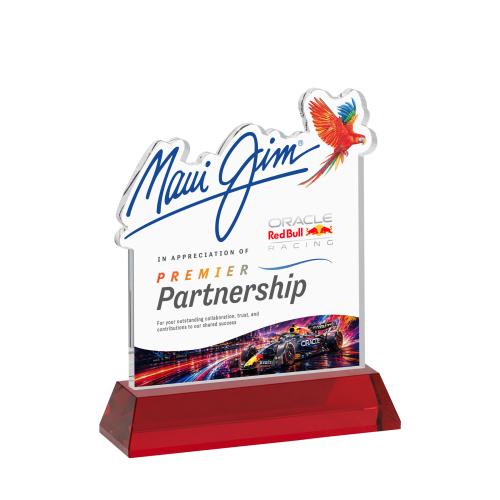 Awards and Trophies - Crystal Awards - EdgeCraft Square Full Color on Hartford - Red (via Air)