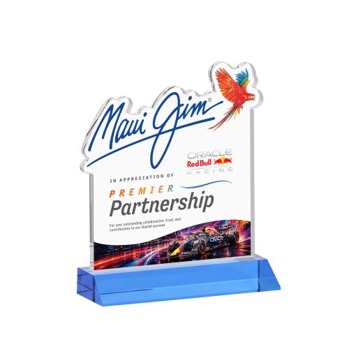 Awards and Trophies - Crystal Awards - EdgeCraft Square Full Color on Mitered - Sky Blue (via Air)