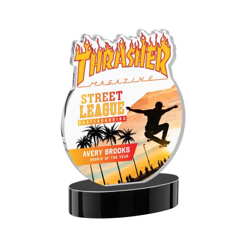 Awards and Trophies - Crystal Awards - EdgeCraft Round Full Color on Alberton - Black (via Air)