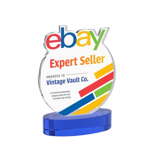 Awards and Trophies - Crystal Awards - EdgeCraft Round Full Color on Alberton - Blue (via Air)