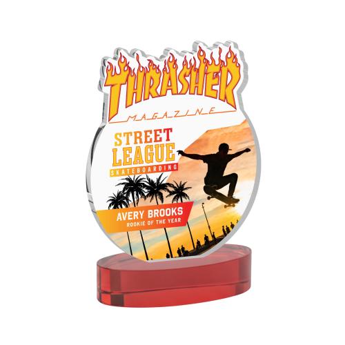 Awards and Trophies - Crystal Awards - EdgeCraft Round Full Color on Alberton - Red (via Air)