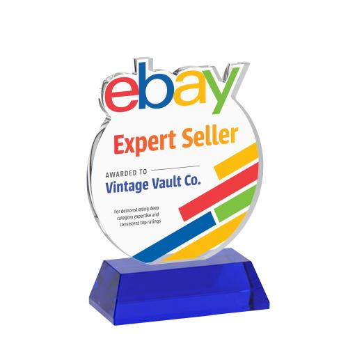 Awards and Trophies - Crystal Awards - EdgeCraft Round Full Color on Hartford - Blue (via Air)