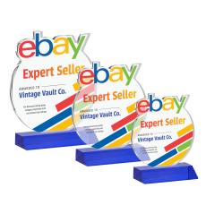 EdgeCraft Round Full Color on Mitered - Blue (via Air) - Crystal Awards