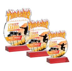 EdgeCraft Round Full Color on Mitered - Red (via Air) - Crystal Awards